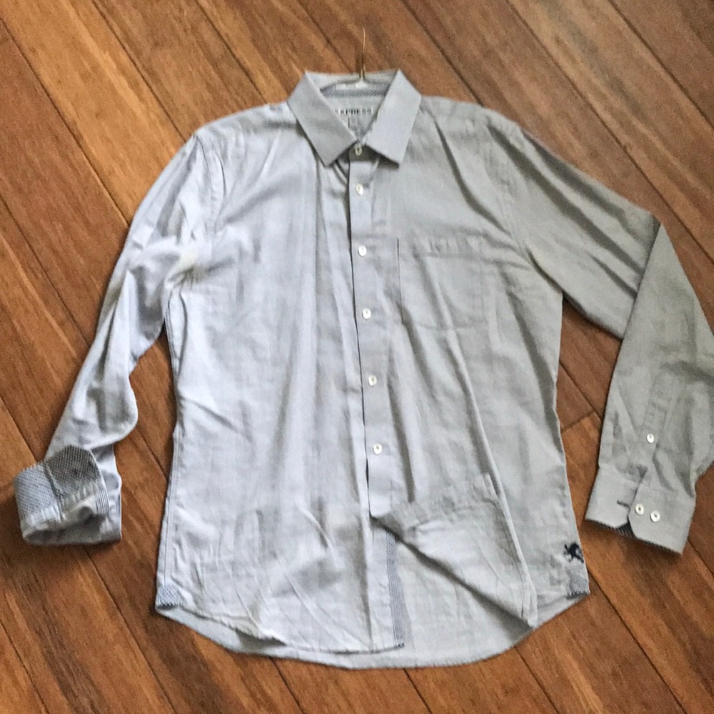 Express gray button down shirt